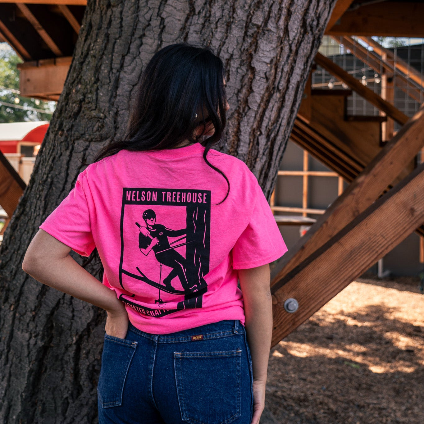 Nelson Treehouse Crew High-Vis Tee - Pink