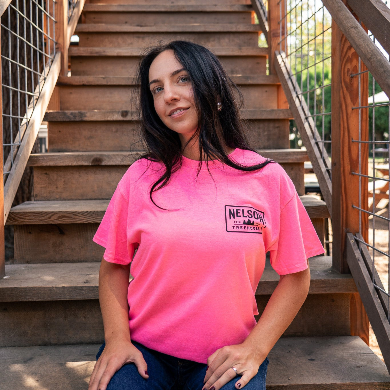 Nelson Treehouse Crew High-Vis Tee - Pink