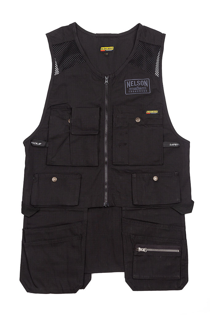 New - NT&S Mesh Back Blaklader Tool Vest-Black/Black