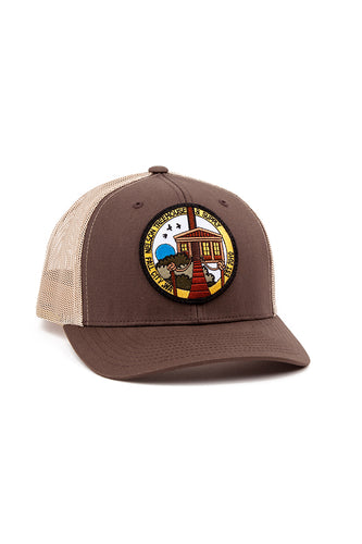 Snapback Hat with Temple Patch - Brown